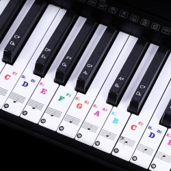 88 keys - Colourful piano notes - transparent keyboard stickersPiano