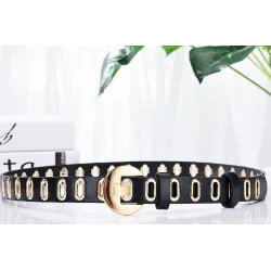 Fashionable leather belt with metal buckle & holesBelts