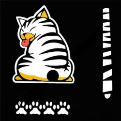 Cat moving tail & paws - 3D car sticker for rear windshield window wiper