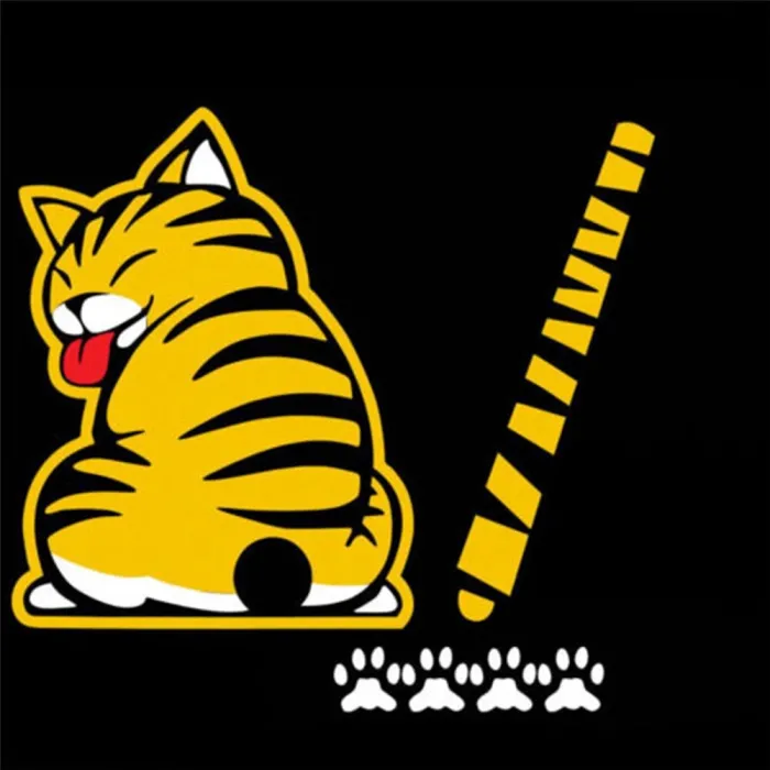 Cat moving tail & paws - 3D car sticker for rear windshield window wiper
