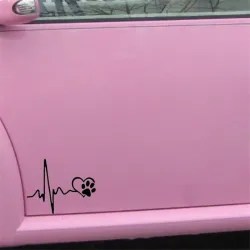Heartbeat & pet footprint - vinyl car sticker