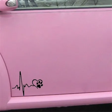 Heartbeat & pet footprint - vinyl car sticker