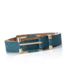 Fashionable leather belt with crocodile pattern