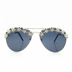 Steampunk sunglasses with decorative metal skulls