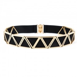 Fashionable elastic belt with a golden metal hook buckle
