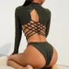 Sexy backless bodysuit with turtleneck and zipperLingerie