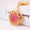 Hollow-out heart with crystals - keychain