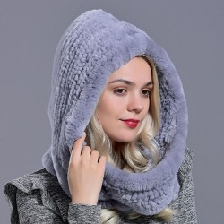 Hood made of real rabbit fur - fashionable warm hat - shawlHats & Caps
