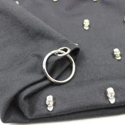 Casual cotton hat with skull and silver ring