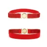 Elegant elastic belt with gold round buckle