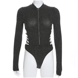 Sexy backless bodysuit with turtleneck and zipperLingerie