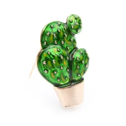 Green enamel cactus - an elegant brooch