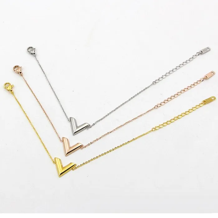 V letter - stainless steel bracelet
