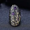 Vintage purple zircon - gold tree - ring