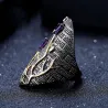 Vintage purple zircon - gold tree - ring