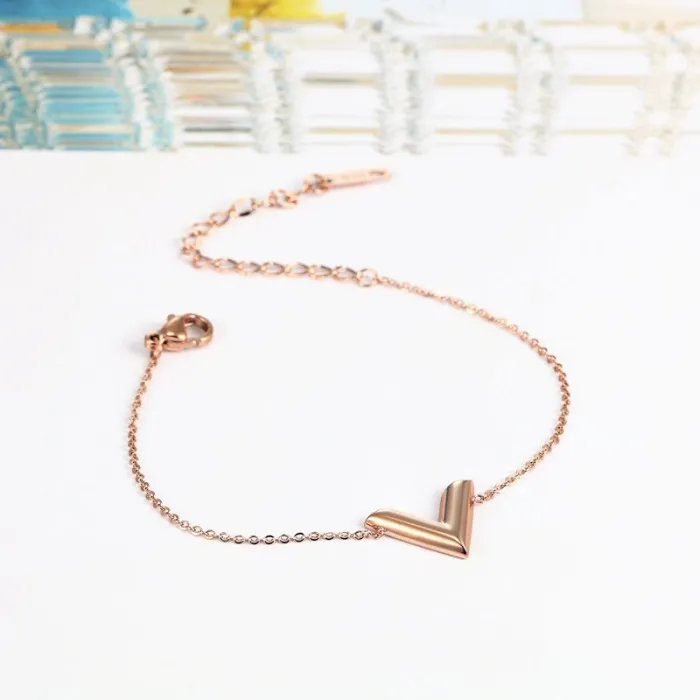 V letter - stainless steel bracelet