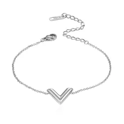 V letter - stainless steel bracelet