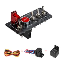Ignition switch panel for racing car - engine start push button - toggle switch - 12V LED - QT313