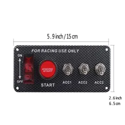 Ignition switch panel for racing car - engine start push button - toggle switch - 12V LED - QT313