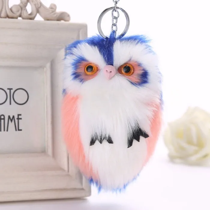 Fluffy Owl - fur keychain