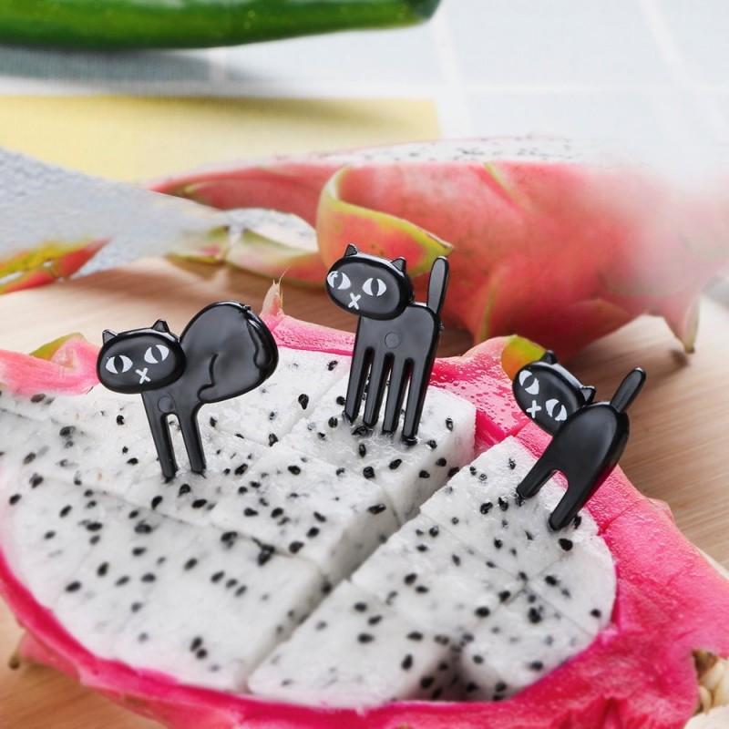Black cat fruit fork - 6pcs/packCutlery