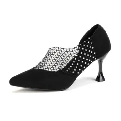 Crystal pointed pumps - blackHigh heels