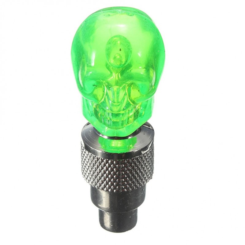 2 pieces - car / motorcycle / bike tire valve caps - neon LED light bulb - skullWheel parts