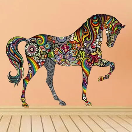 Colourful horse - wall sticker - vinyl mural art