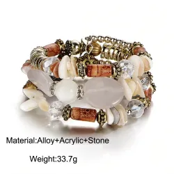 Multi-layer bracelet with resin stones - vintage - ethnic bracelet