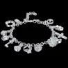 Elegant bracelet with 13 charms - 925 sterling silver
