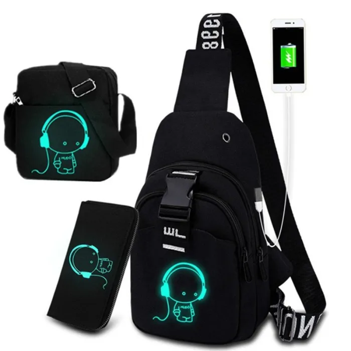 Luminous chest / shoulder bag - backpack - USB charging port
