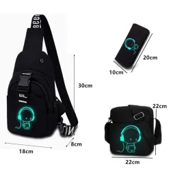 Luminous chest / shoulder bag - backpack - USB charging port