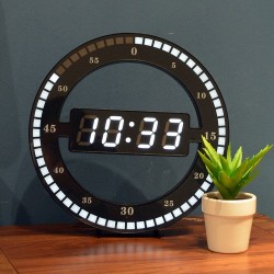 12 Inch - LED Ring Wall Clock - Automatic - Digital - ElectronicClocks