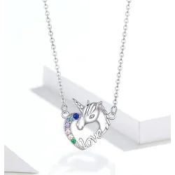 925 Sterling Silver - Unicorn Of Love - Necklaces - Zircon - Pendant