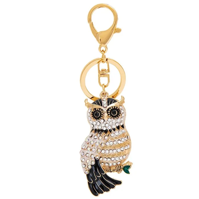 Cute Owl - Rhinestone - Keychain