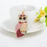 Cute Owl - Rhinestone - Keychain