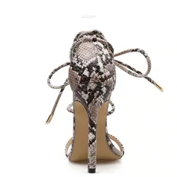 Elegant high heel sandals - lace-up pumps