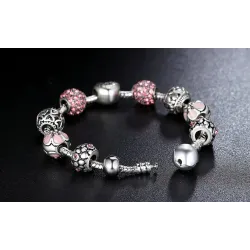 Luxury bracelet with crystal beads - 925 sterling silver