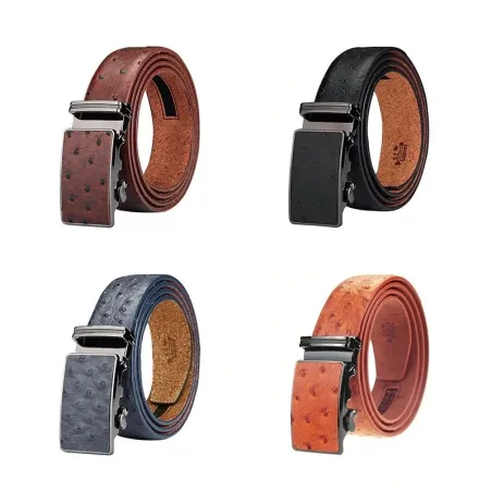 Genuine leather luxury belt with automatic buckle