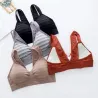 Striped cotton fitness bra with push up