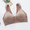 Striped cotton fitness bra with push up
