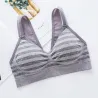 Striped cotton fitness bra with push up