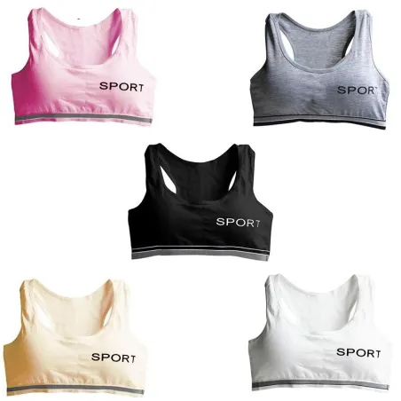 "SPORT" print - cotton fitness padded bra