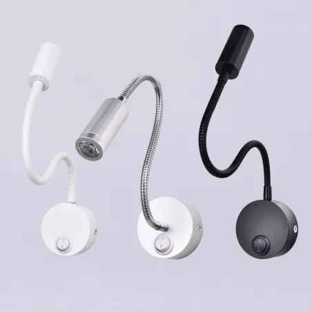 Modern LED Wall Lamps - Flexible Tube - 3W - Black - White