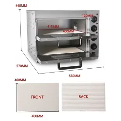 Electric oven - for pizza / chicken / bread - stainless steel - double-layer