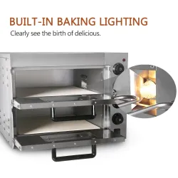 Electric oven - for pizza / chicken / bread - stainless steel - double-layer