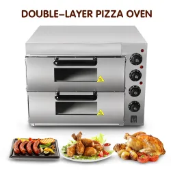 Electric oven - for pizza / chicken / bread - stainless steel - double-layer