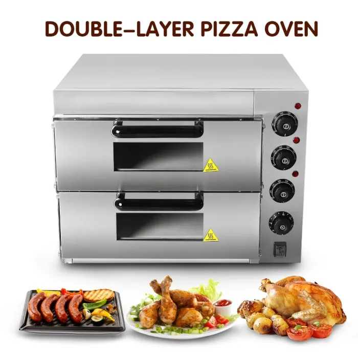 Electric oven - for pizza / chicken / bread - stainless steel - double-layer