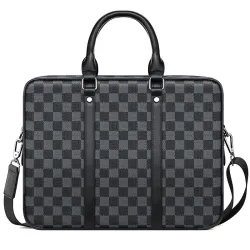 Classic business bag - plaid leather - briefcaseBags