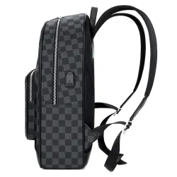 Polo backpack - plaid design - USB charging port - waterproof